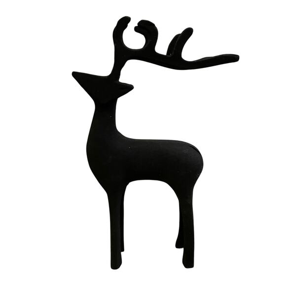 Set of 2 Black Metal Christmas Reindeer 11in Made in India Holiday Decor New - Picture 2 of 16